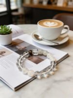 Clear Quartz & Moonstone Beaded Bracelet DH178