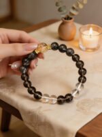 Smoky Quartz & Black Tourmaline Quartz Bracelet with Citrine Accent DH186 - 图片 4