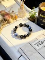 Black Obsidian & Blue Kyanite Grounding Protection Bracelet DH279