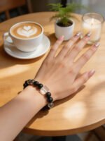 Black Obsidian & Clear Quartz Grounding Protection Bracelet DH243 - 图片 4