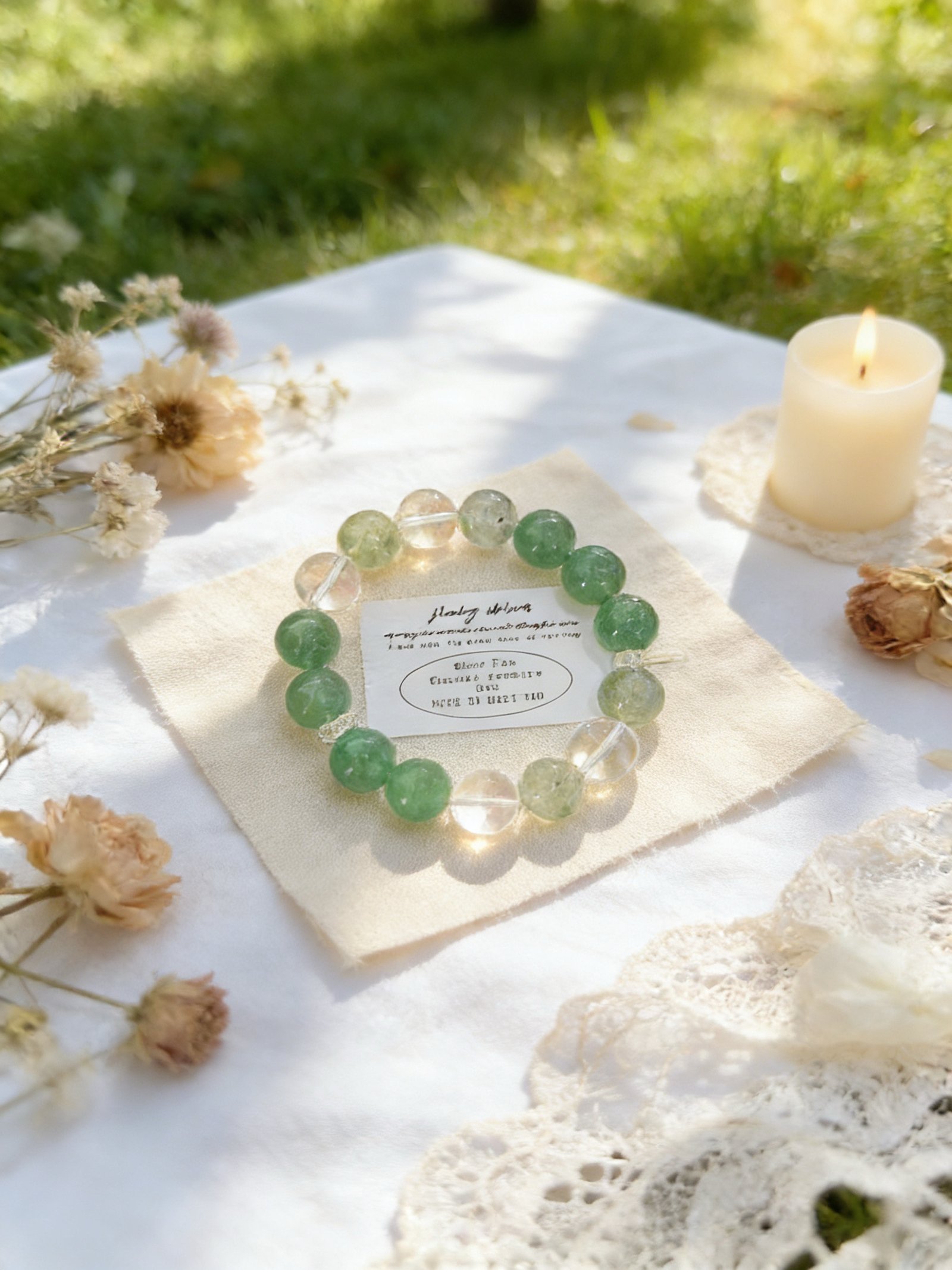 7D374A3FBD7A04A7CC08A2FC55C37050 Green Aventurine & Clear Quartz Abundance Bracelet DH222 - 图片 1
