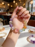Multi-Stone Crystal Bracelet with Rose Quartz Charm - 图片 3