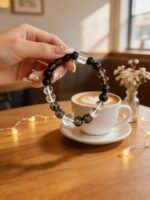 Black Obsidian & Clear Quartz Grounding Protection Bracelet DH243 - 图片 3