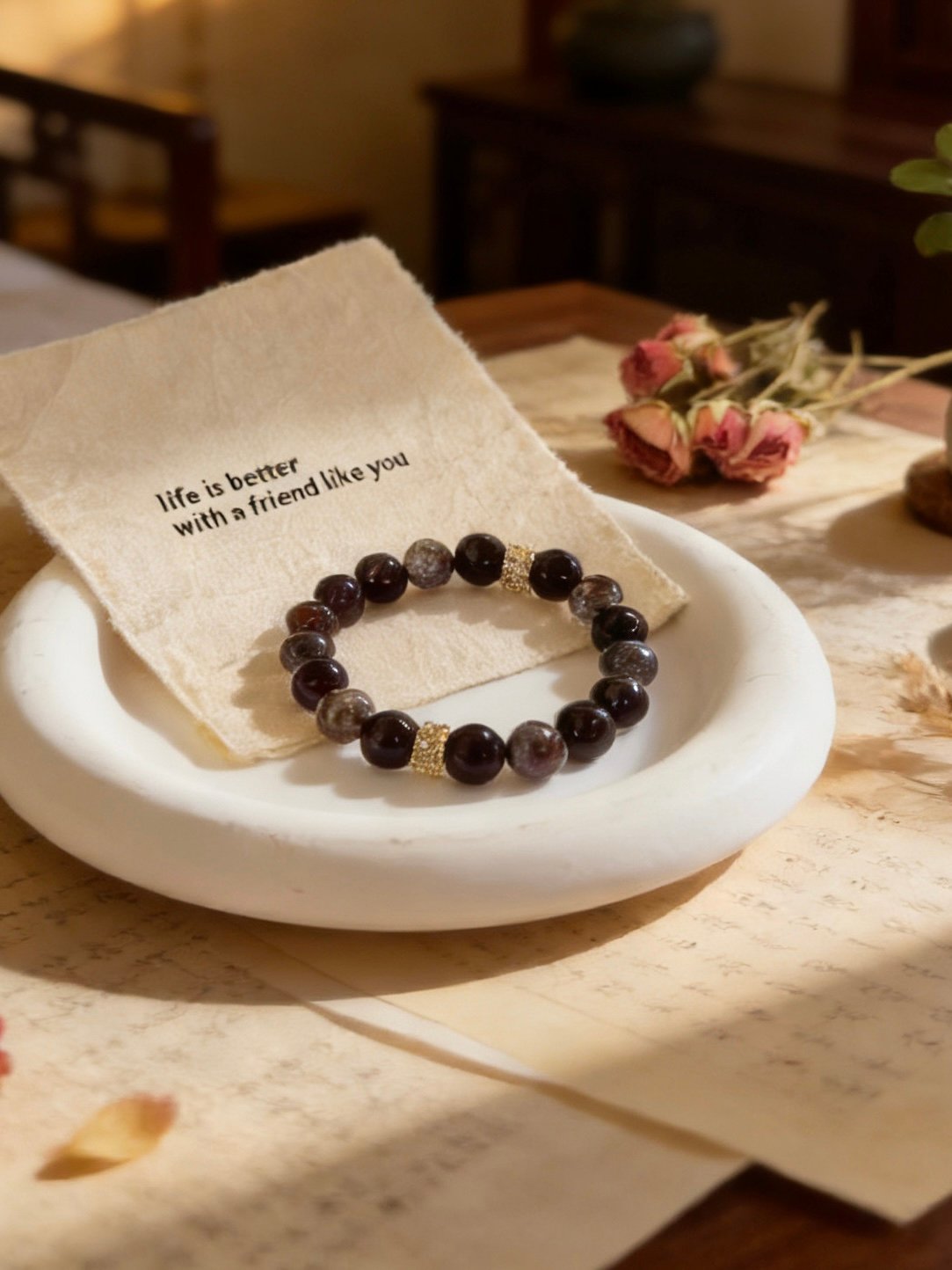 ded89a2a914ca0bab2a192627f88e66a Purple Crystal & Black Obsidian Grounding Protection Bracelet - 图片 1