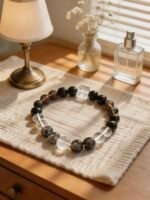 Black Obsidian & Clear Quartz Grounding Protection Bracelet DH243