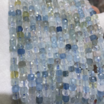 Natural Aquamarine (cubic faceted beads) (YX)